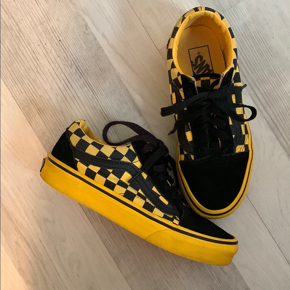 Vans Black and Yellow Checkerboard Sneakers